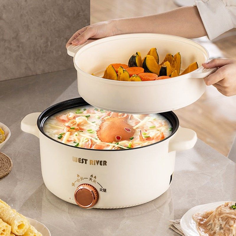 新款多功能电煮锅宿舍家用蒸煮一体电炒锅学生煮面小电锅炒电火锅