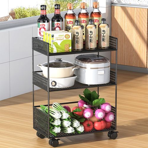厨房小推车置物架开放式水果蔬菜放置架台面佐料调味瓶罐收纳架子