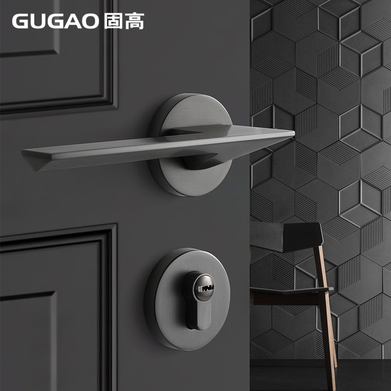 固高黑灰色门把手北欧门锁室内卧室房门锁静音磁吸锁简约分体门锁,基础建材,机械门锁,淘宝优惠券,粉丝福利购,淘宝优惠卷