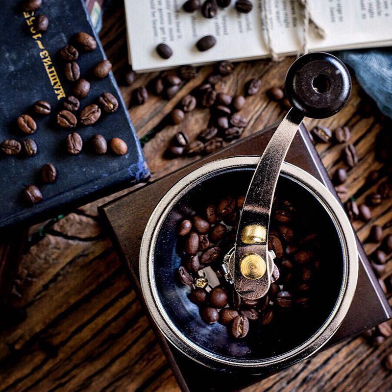 慕空间复古美式实木手动咖啡豆胡椒研磨器咖啡厅摆件吧台装饰