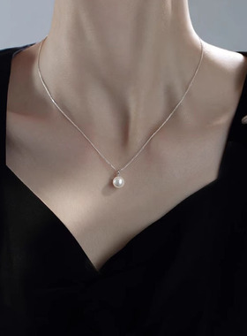 新款S925纯银珍珠项链女ins小众轻奢风高级感简约百搭锁骨链