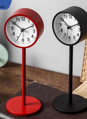 闹钟简约北欧风格学生用静音床头钟表书桌摆件个性小座钟粉色绿色