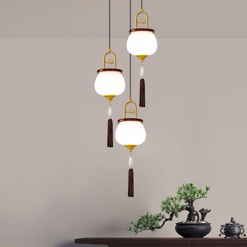 新中式3头餐厅餐桌吊灯实木圆形吧台玄关卧室床头中国风复古灯具