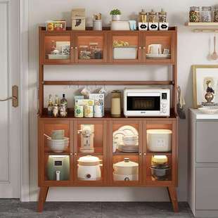 轻奢餐边柜一体靠墙高柜家用落地带门多层茶水柜客厅简易餐具柜子