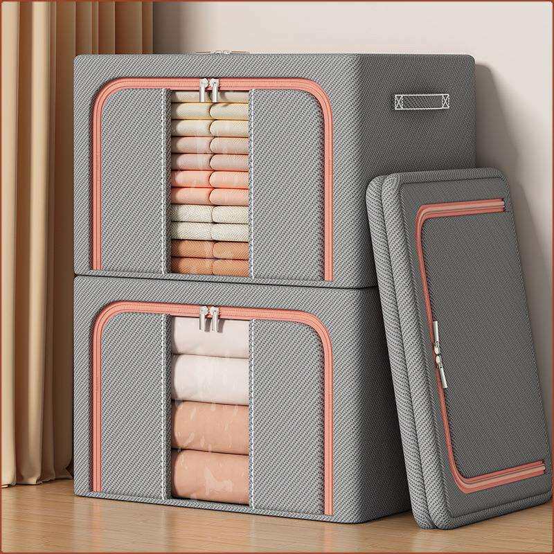 收纳箱专用大容量特大号棉麻折叠钢架防潮收纳袋衣服衣柜储存宿舍
