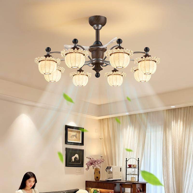 法式中古风客厅风扇吊灯复古胡桃木色新款灯饰设计师高级感主卧灯,3C数码配件,USB灯,淘宝优惠券,粉丝福利购,淘宝优惠卷