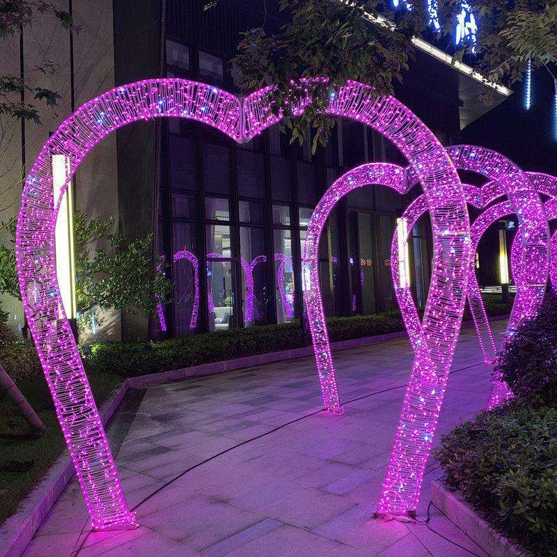 LED爱心长廊拱门造型灯时光隧道户外灯光节公园节日装饰灯景观灯