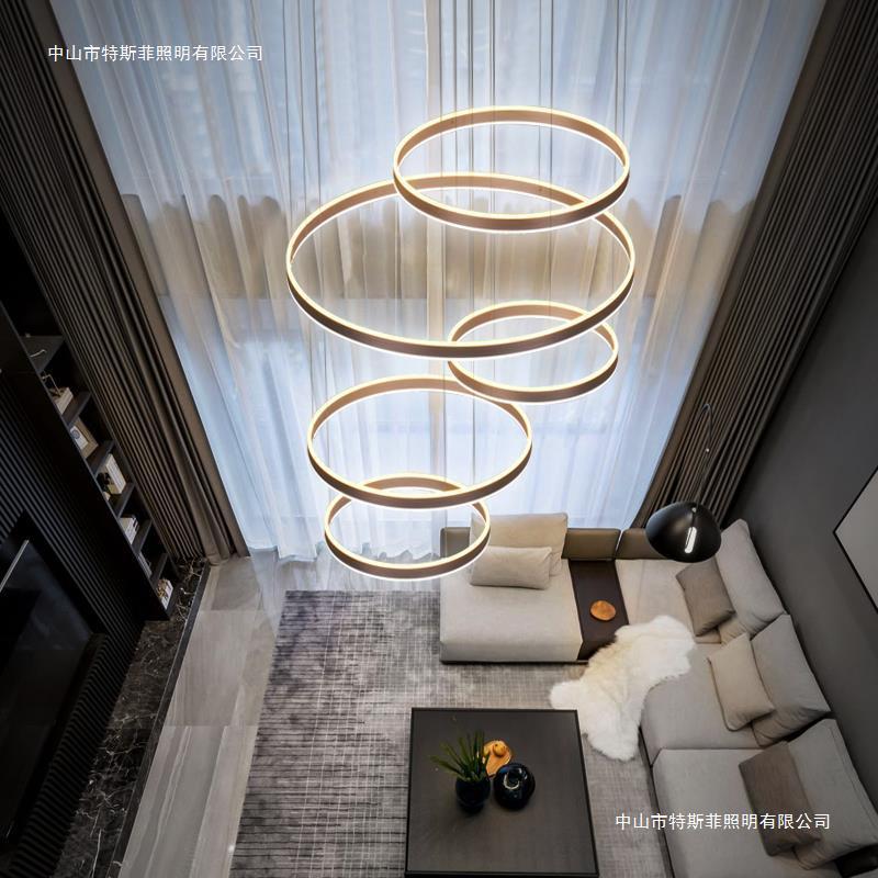 别墅复式楼中空跃层挑空现代简约轻奢中山客厅灯大吊灯直销