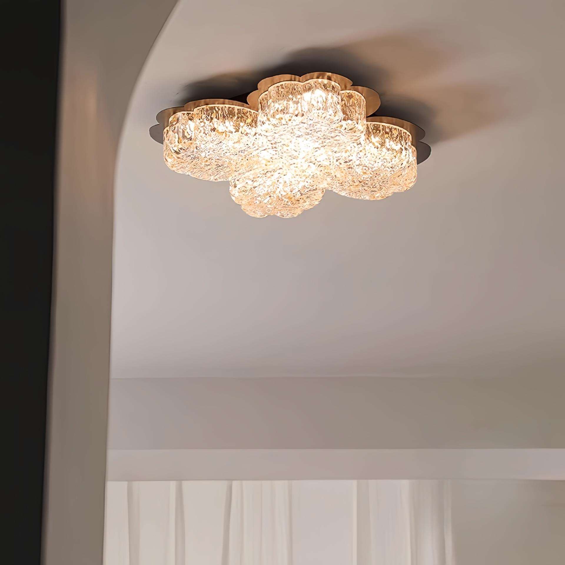 现代高级感简约中古风护眼全光谱轻奢花朵卧室书房客厅金箔吸顶灯