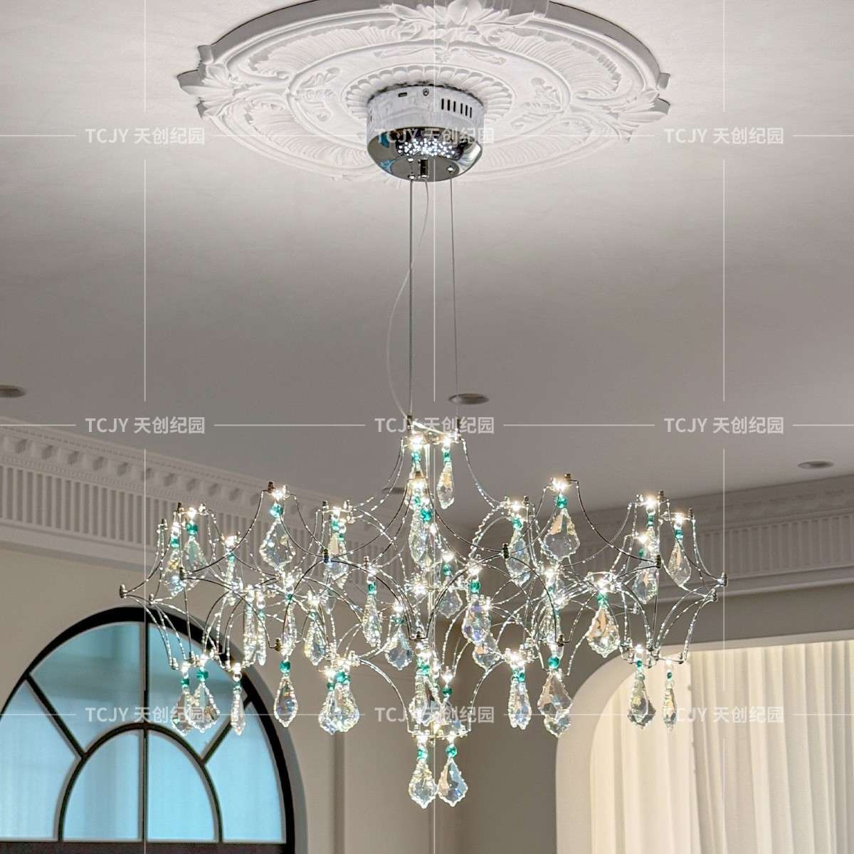 高端法式轻奢水晶餐厅吊灯萤火虫高档设计师现代简约别墅大厅灯具