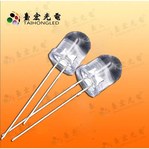 LED发光二极管F8/8mm圆头透明长脚有边 白红蓝绿黄 直插LED灯珠