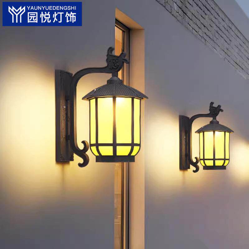 新中式户外防水壁灯复古别墅大门凉亭吊灯阳台走廊室外庭院花园灯