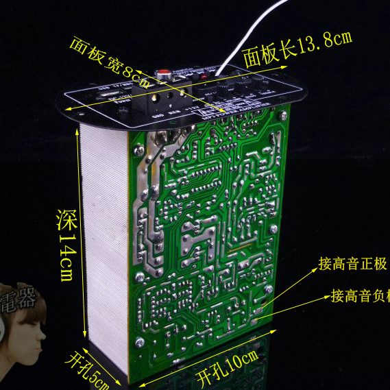 高档寸插卡功放板大功率家用低音炮220V用USB频重低音遥控到全10