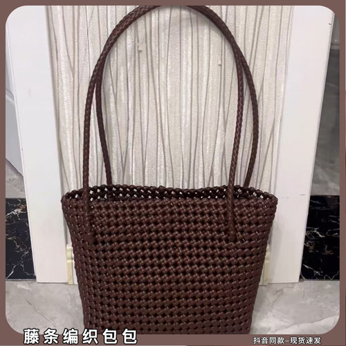 藤条编织包包diy材料包纯手工自制大容量菜篮子镂空化妆包高级感