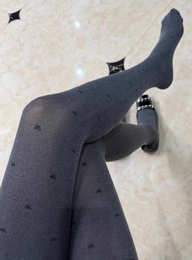 一汁 50D 春秋灰色波点/蝴蝶结/平板一线裆高弹微透肉显瘦连裤袜