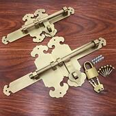 修搭扣插锁纯铜插销 门栓门锁锁扣别墅古建大门装 中式 仿古门闩老式