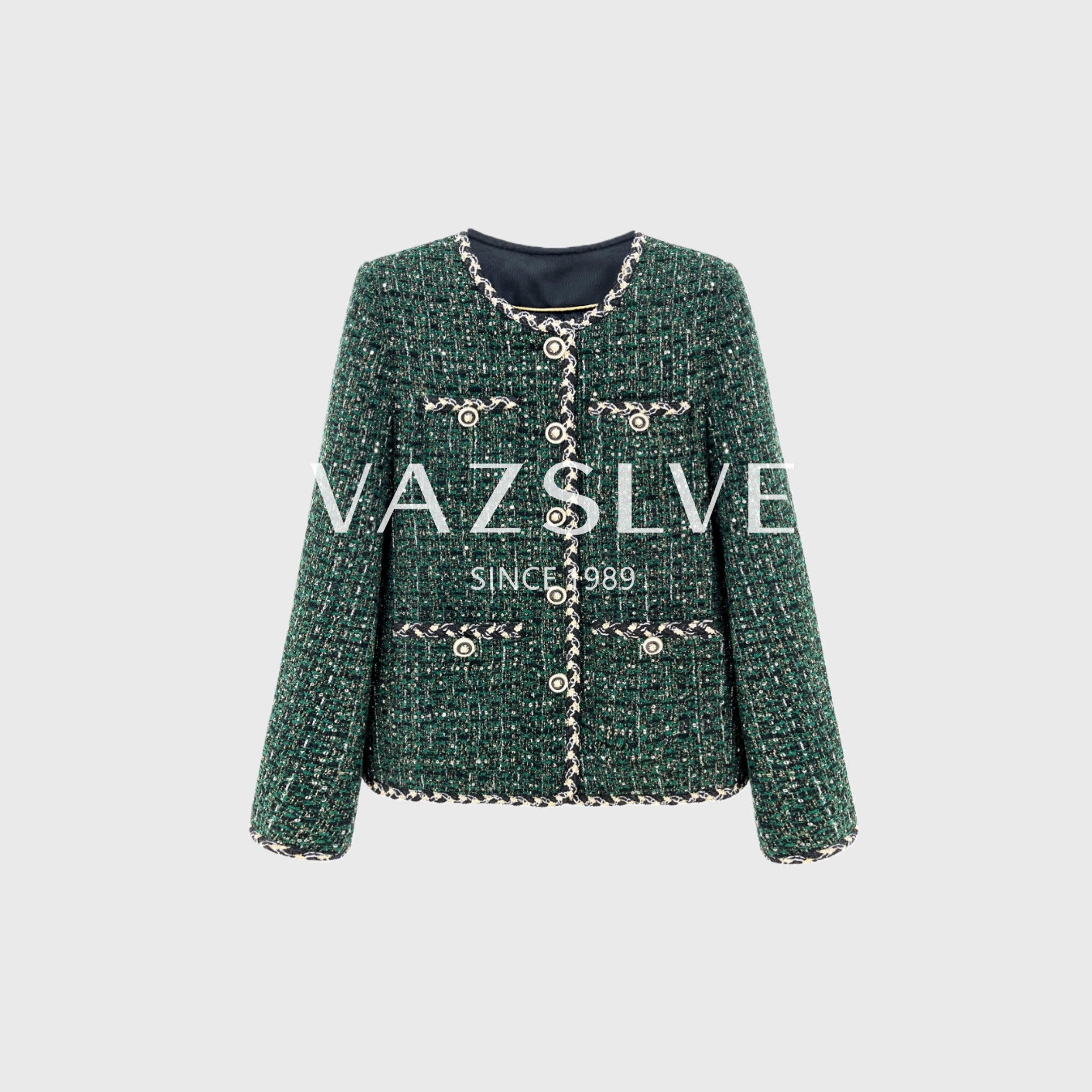 【VAZSLVE/全新奢品】捡漏“绿野仙踪”轻奢高级长袖小香风外套,女装/女士精品,短外套,淘宝优惠券,粉丝福利购,淘宝优惠卷