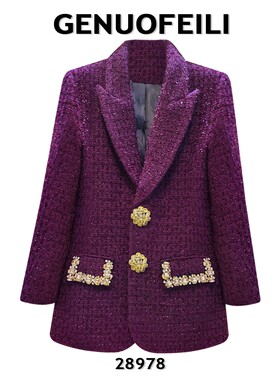 2025秋冬新款小香风羽绒外套时尚百搭中长款毛呢外套气质28978