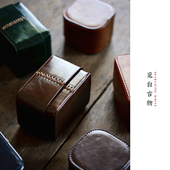 觅白手工皮革茶事包旅行便携户外收纳盒缝制牛皮小号壶茶杯盖碗具