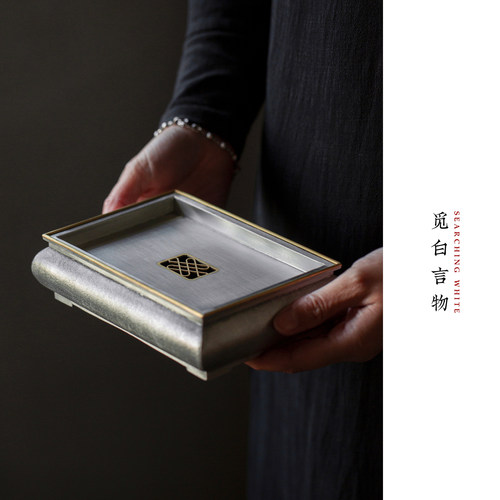 纯锡制镶铜壶承包铜茶盘干泡建水