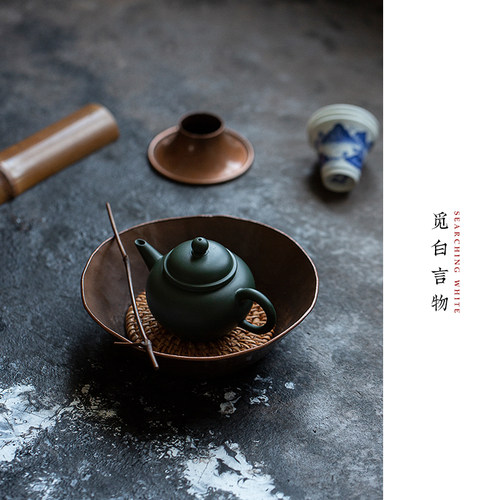 觅白茶台壶承干泡养壶碗纯铜包银