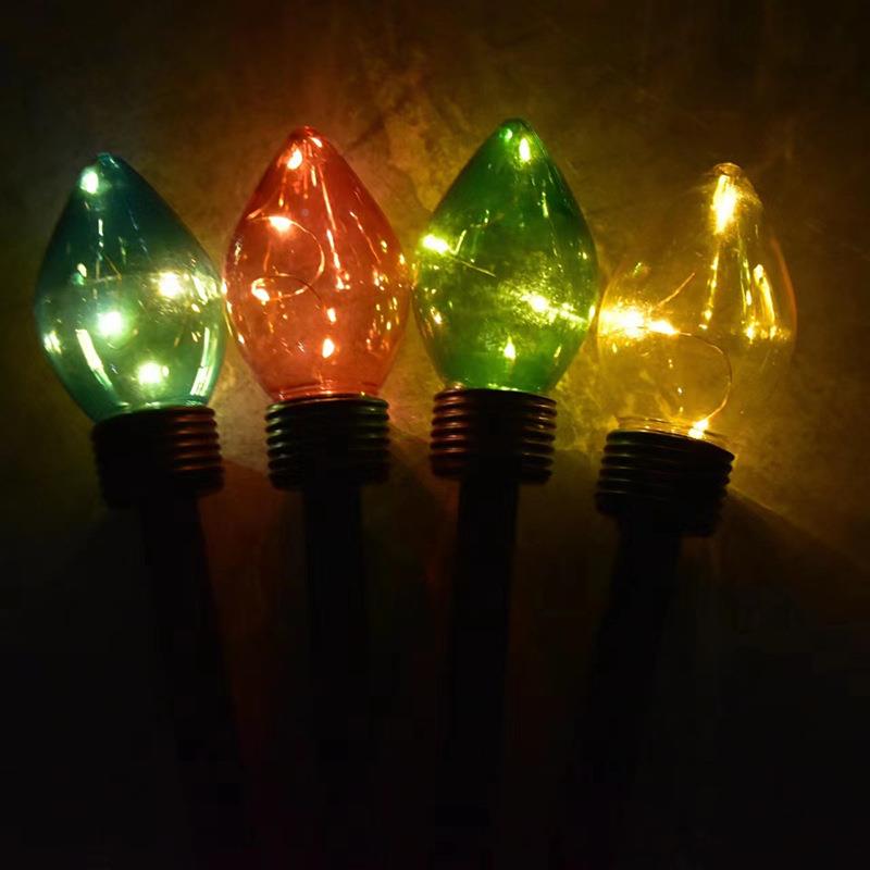 跨境果款太阳能圣诞灯户外塑料糖色地插圣诞灯灯庭花园院庭爆院灯