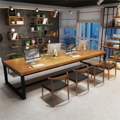 北实木办公桌训 公谈司大型铁艺大板会议桌 职员长条洽SZT21101培