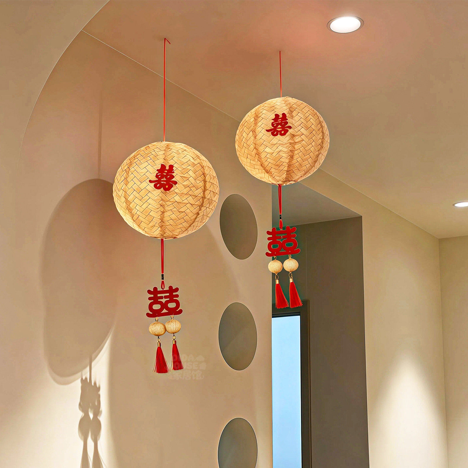 婚房布置灯笼挂饰拉花结婚装饰客厅吊顶氛围感喜字小挂件婚庆用品