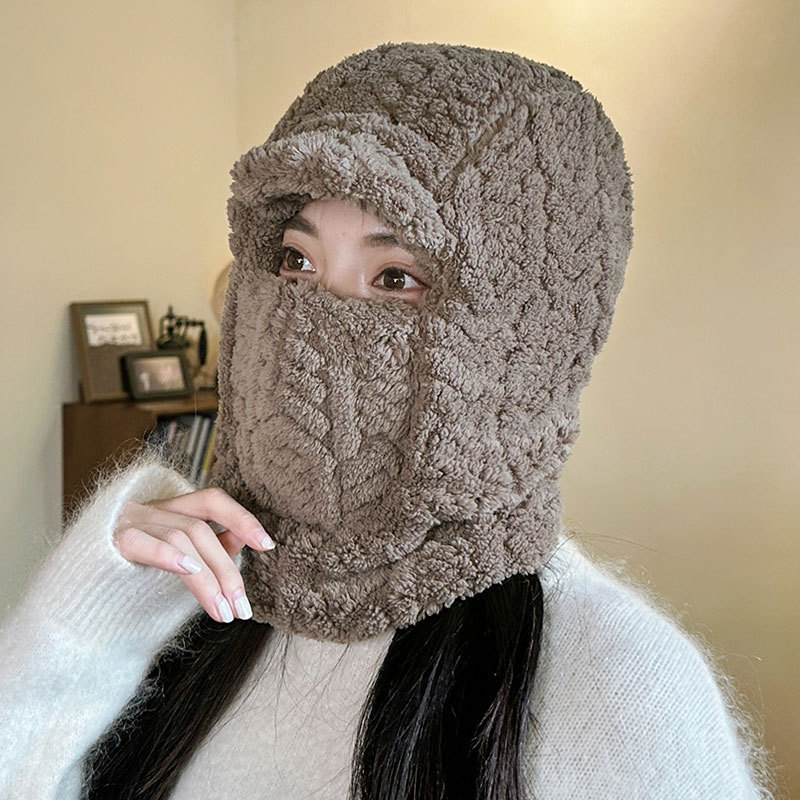 包头帽护耳加绒保暖电动车围脖面罩一体帽子男女秋冬季户外防风帽