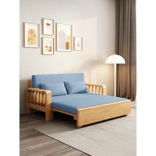 A10L实木沙发床两用可折叠小户型客厅坐卧伸缩家用中式抽拉单人双