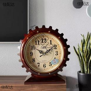 丝摆件客厅钟表康巴卧室时齿轮台钟座钟钟表静音台式 钟表桌面田园