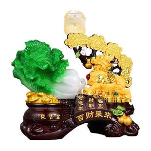 百财聚来貔貅玉白菜聚宝盆摆件猫开业摆件收银台酒柜玄关摆件