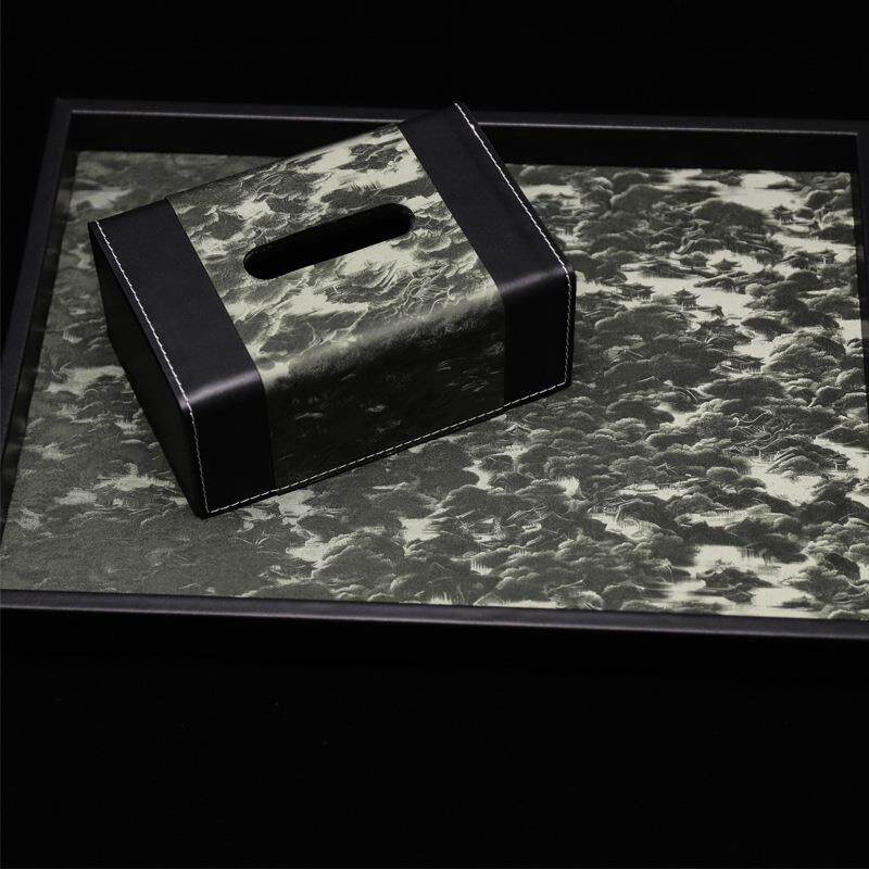 新中式纸巾盒抽纸盒客厅轻奢风创意餐巾纸盒子家用茶几收纳盒