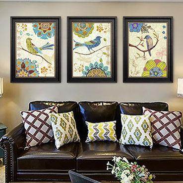 美式花鸟装饰画沙发客厅卧室挂画有框样板房画 花鸟画客厅三联画,机械设备,其他机械设备,淘宝优惠券,粉丝福利购,淘宝优惠卷