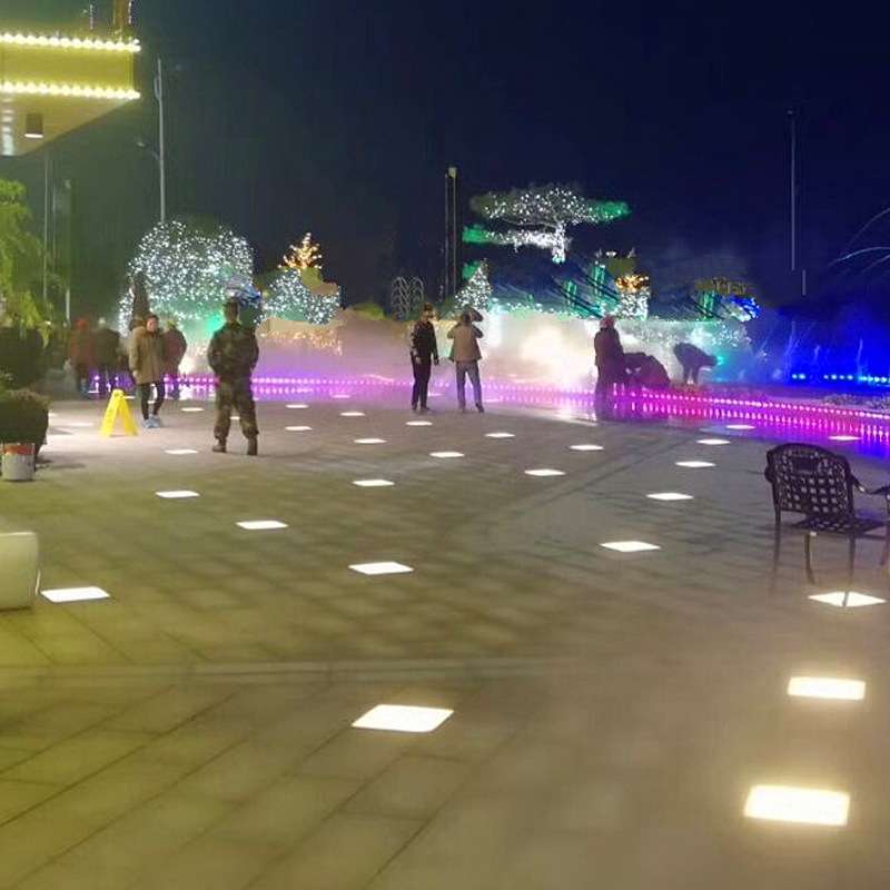 LED方形地砖灯户外防水地埋灯重力人体感应脚踩发声七彩光地板灯