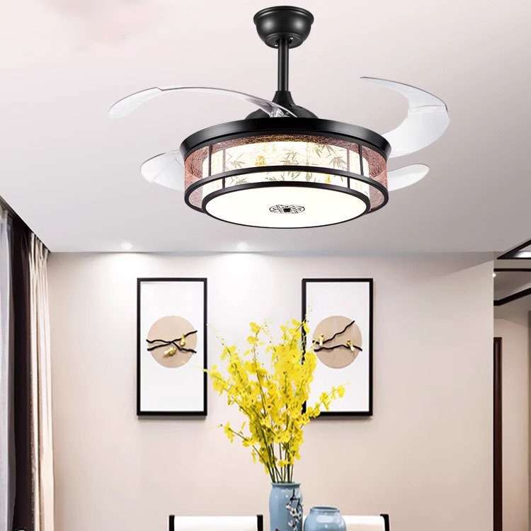 新中式风扇灯实木隐形吊扇灯餐厅客厅吊灯2025新款带灯古典电扇灯