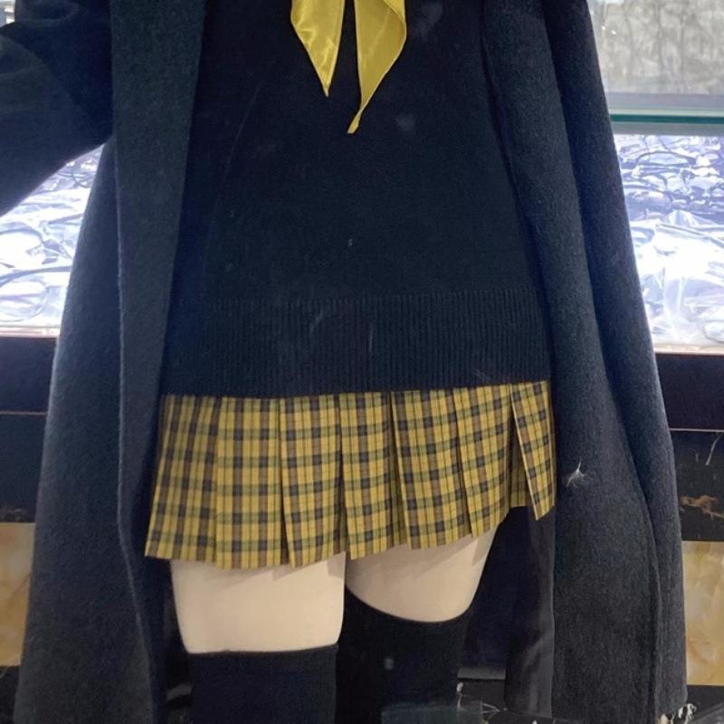 小田町jk【向日葵】正版格裙半身裙A字裙百褶裙校供制服裙开衫短