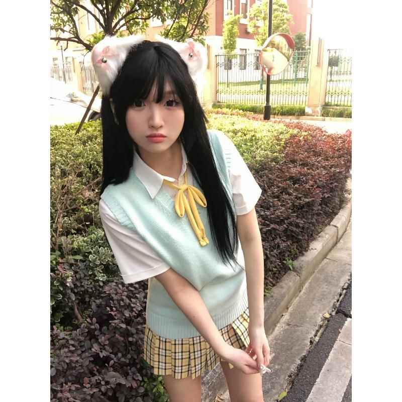 小杏中/原创校供感格裙A字半身裙