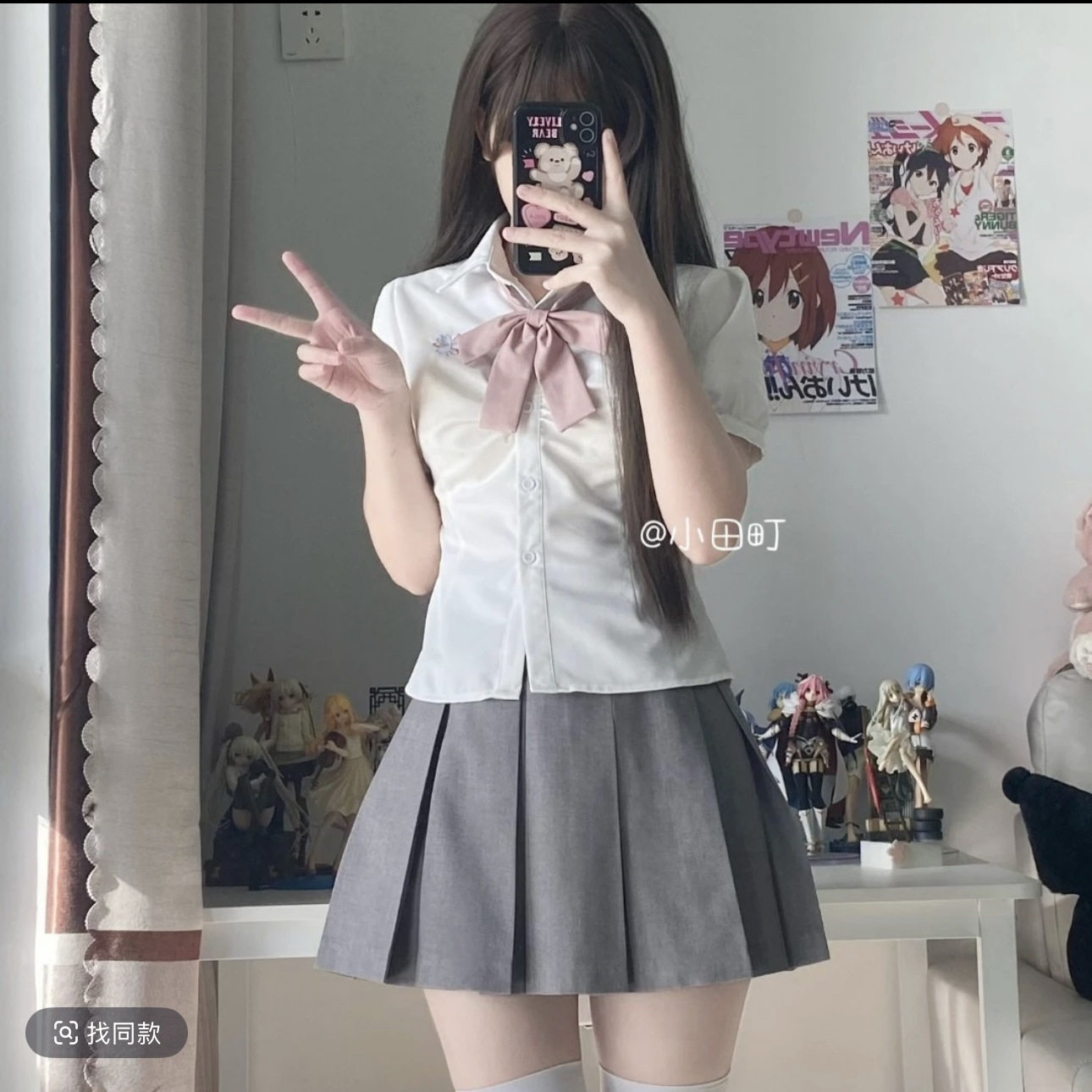 小田町jk制服纯欲风收腰衬衫泡泡袖学院风上衣白色辣妹显瘦百褶