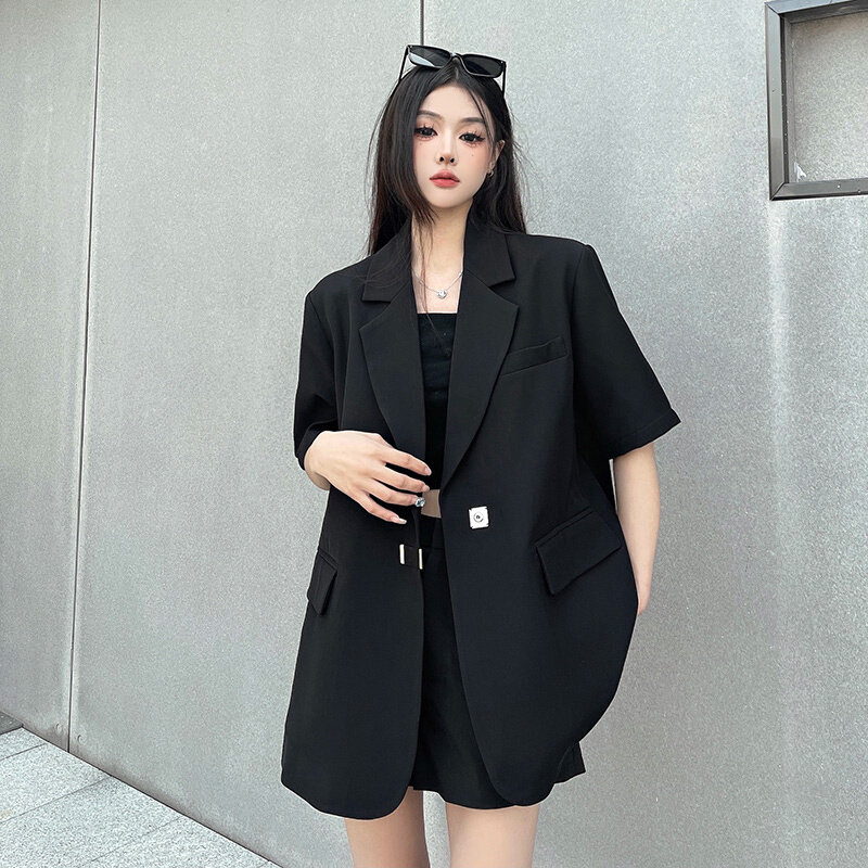 多情爵士  设计感小众小个子高街小西装外套女后背开叉拽酷西装