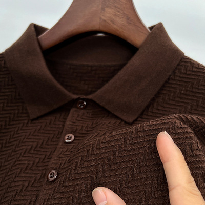 日本品质秋冬季羊毛衫男商务休闲翻领长袖polo男士羊毛衫6羊毛针