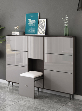 现代简约超薄鞋柜17cm大容量爆款翻斗式家用门口烤漆窄鞋柜玄关柜