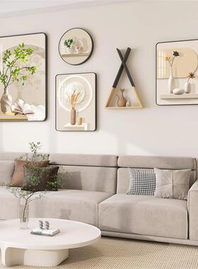 奶油风客厅装饰画高级感沙发背景墙绿植挂画北欧简约莫兰迪墙壁画