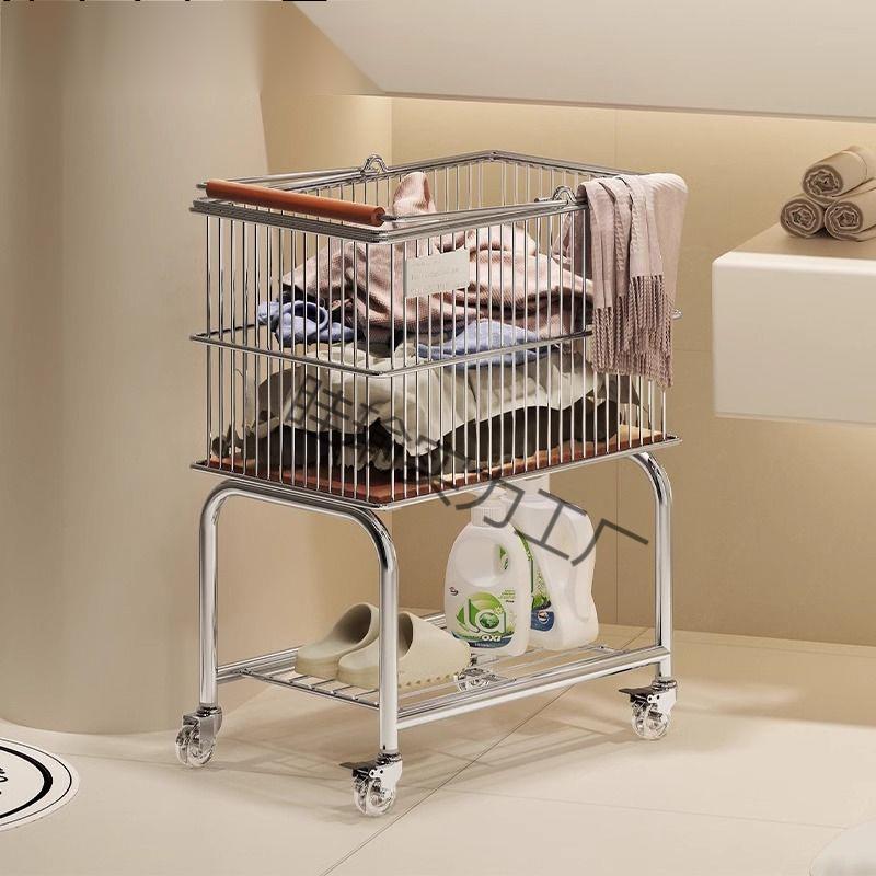 中古可移动脏衣篮多功能脏衣篓卫生间推车置物架浴室脏衣服收纳筐