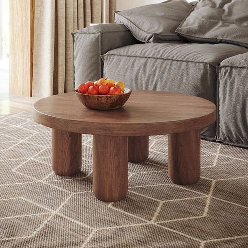 实木小茶几原木风小圆桌木质圆形简约结实侘寂风定制踏踏米小桌子