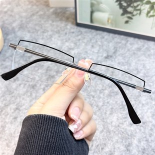 300 近视眼镜男100 250 200 500度纯钛无框变色防蓝光眼镜潮 150