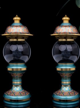 新品香炉供具套装家用佛前香炉碗圣G水杯供盘莲花灯花瓶一套铝铜