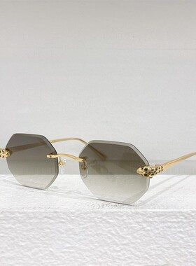 新款复古无框豹头装饰太阳眼镜复古时尚气质男女驾驶专用防晒墨镜