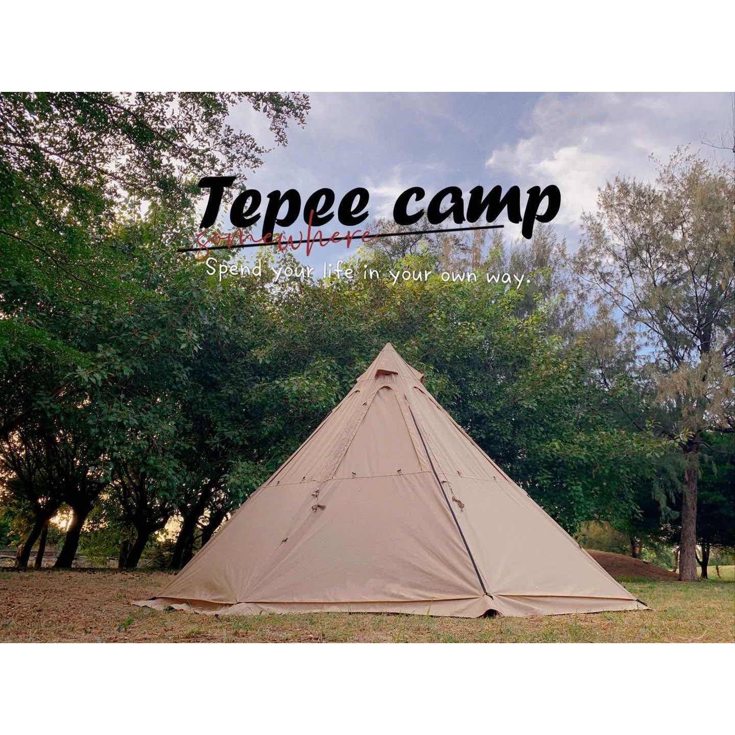 棉布印安字塔帐篷庇护防暴雨外露营VBS户尖金第顶蒙古包营地带烟