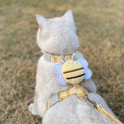 猫咪牵引绳工字型防走丢遛猫绳防挣脱外出专用可调节幼猫绳子用品